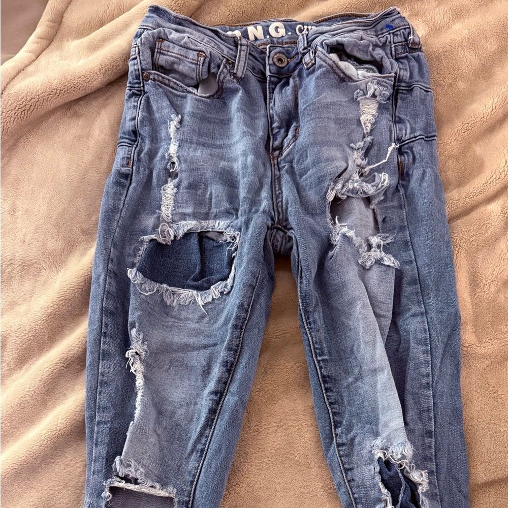 Distressed Blue Jeans